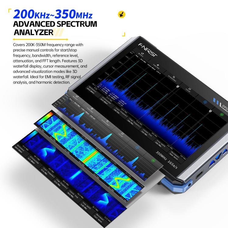Oscilloscopio tablet FNIRSI DPOS350P 4 in 1 con schermo touch IPS HD da 7 pollici e frequenza di campionamento fino a 350 MHz., DPOS350P(US Plug), DPOS350P(EU Plug)