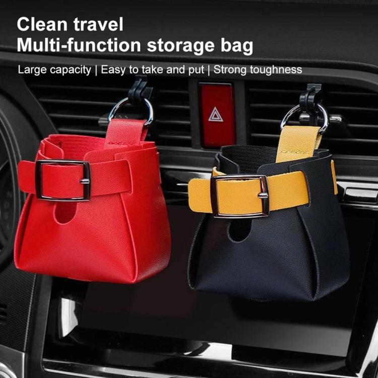 Borsa portaoggetti in pelle PU da appendere alla bocchetta dell'aria dell'auto.