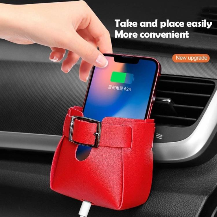 Borsa portaoggetti in pelle PU da appendere alla bocchetta dell'aria dell'auto.
