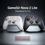 GameSir Nova 2 Lite Controller di gioco wireless tri-modalità per Switch / Steam / PC / iOS / Android, Nova 2 Lite White, Nova 2 Lite Black