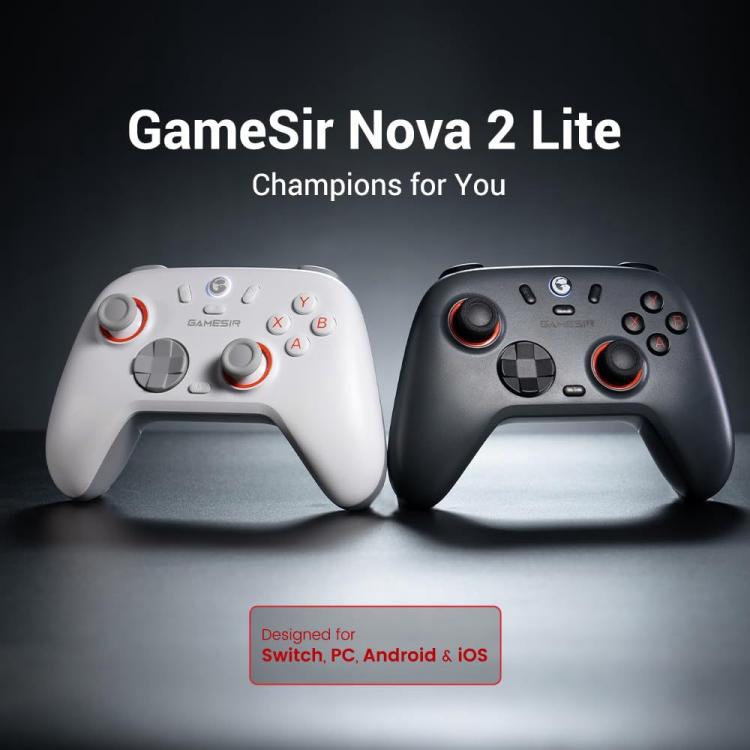 GameSir Nova 2 Lite Controller di gioco wireless tri-modalità per Switch / Steam / PC / iOS / Android, Nova 2 Lite White, Nova 2 Lite Black