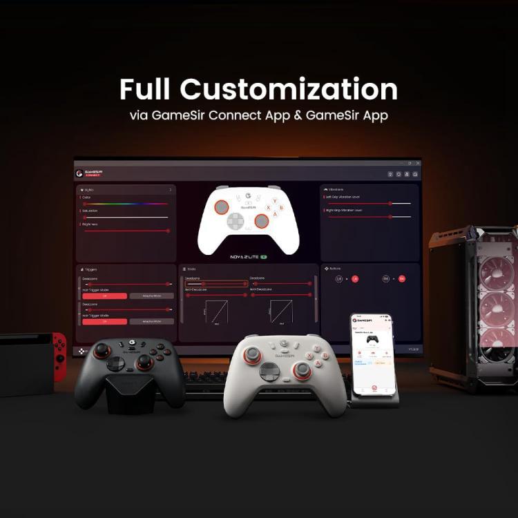 GameSir Nova 2 Lite Controller di gioco wireless tri-modalità per Switch / Steam / PC / iOS / Android, Nova 2 Lite White, Nova 2 Lite Black