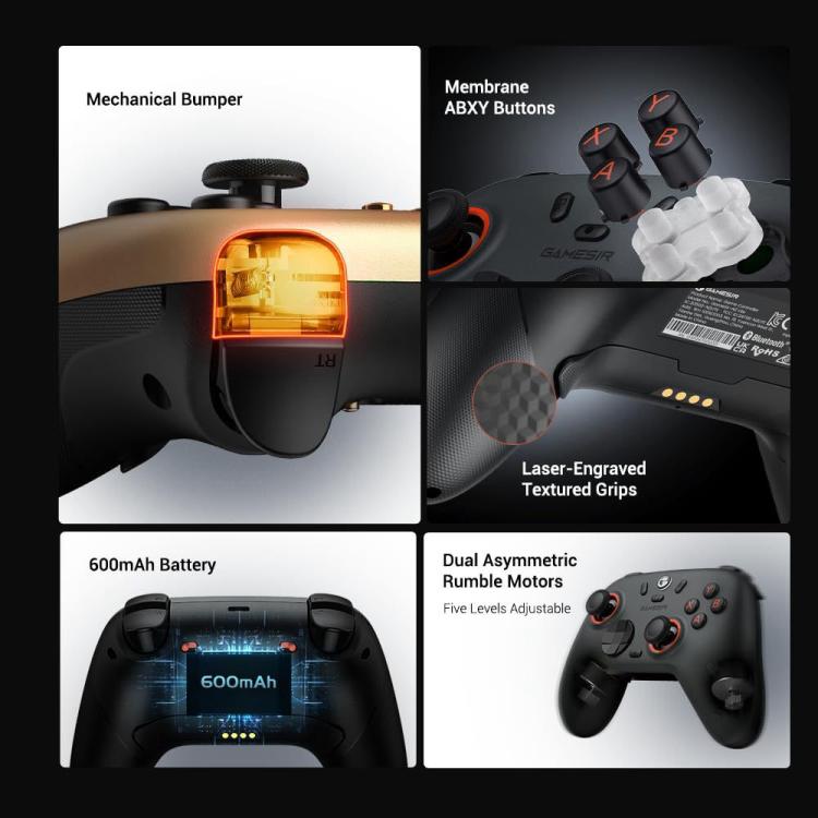 GameSir Nova 2 Lite Controller di gioco wireless tri-modalità per Switch / Steam / PC / iOS / Android, Nova 2 Lite White, Nova 2 Lite Black