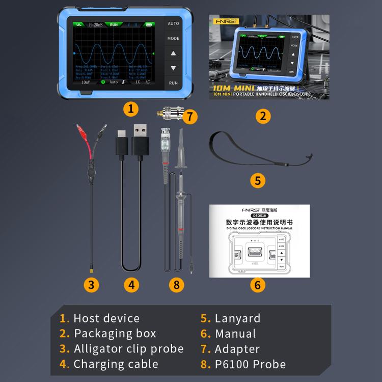 Oscilloscopio digitale portatile FNIRSI DSO510, DSO510