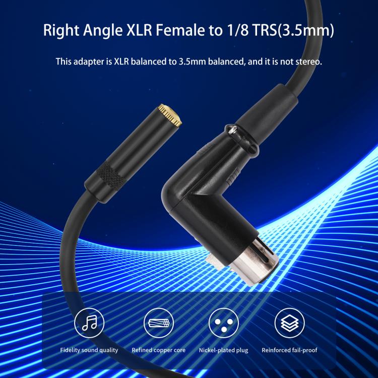 Cavo adattatore convertitore audio da 3,5 mm femmina a XLR femmina con connettore a gomito, 3.5mm Female to XLR Female Elbow