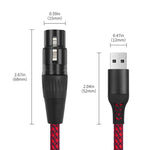 Cavo di registrazione audio da USB-A a XLR femmina per microfono dinamico, 1m, 2m, 3m