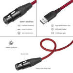 Cavo di registrazione audio da USB-A a XLR femmina per microfono dinamico, 1m, 2m, 3m