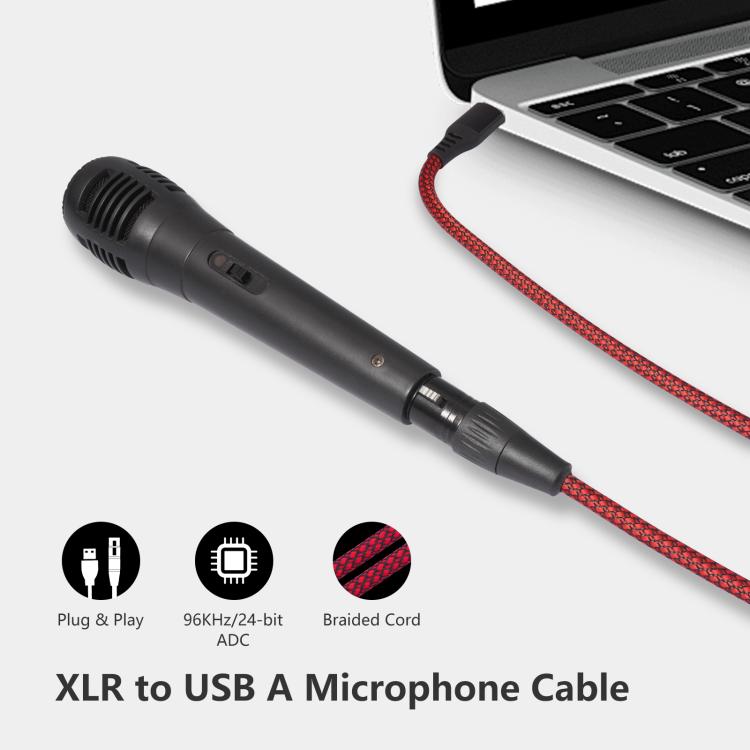 Cavo di registrazione audio da USB-A a XLR femmina per microfono dinamico, 1m, 2m, 3m