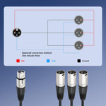 Cavo audio splitter a 3 vie, lunghezza: 60 cm, XLR Female to 3 XLR Male, XLR Male to 3 XLR Female