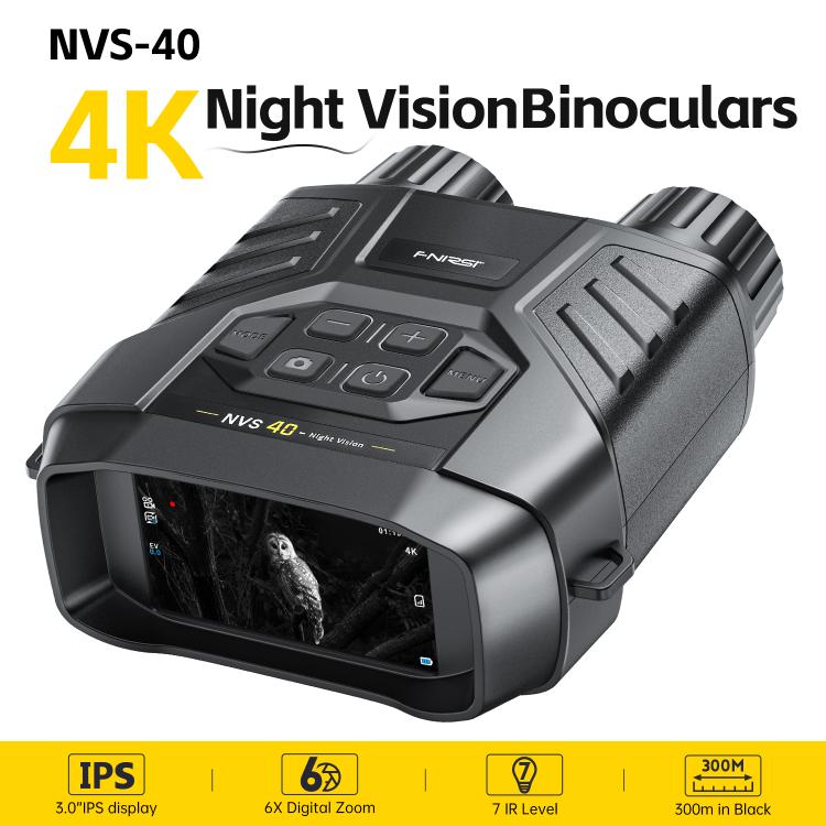 FNIRSI NVS-40 Dispositivo binoculare portatile per esterni, piccolo, con visione notturna a infrarossi HD a colori 4K., NVS-40