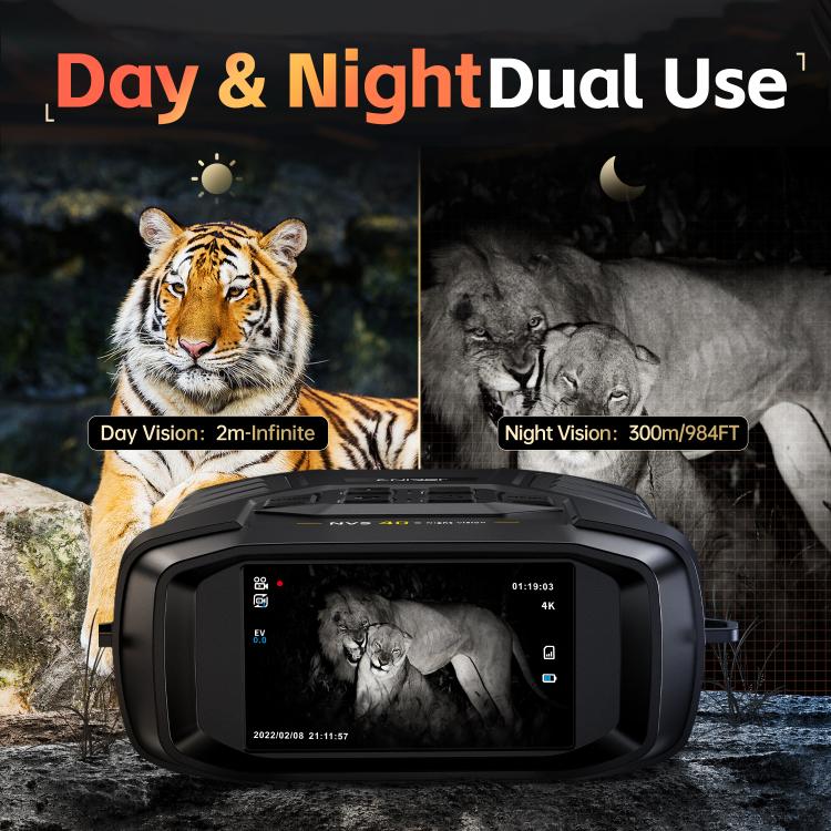 FNIRSI NVS-40 Dispositivo binoculare portatile per esterni, piccolo, con visione notturna a infrarossi HD a colori 4K., NVS-40