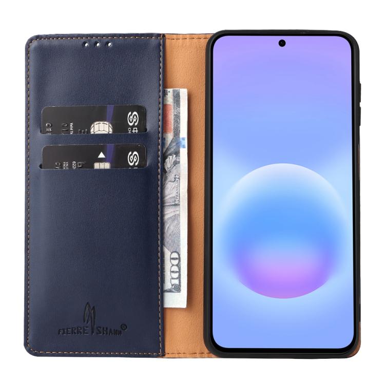 Custodia per telefono Fierre Shann in vera pelle PU con texture., For Galaxy A57 5G, For Samsung Galaxy A56 5G