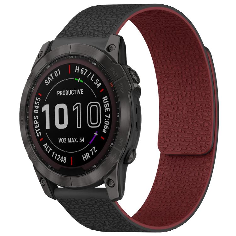 Cinturino per orologio magnetico in silicone con texture litchi xDfind, For Garmin Fenix 8/7X/6X/5X 26mm, For Garmin Fenix 8/7/6/5 22mm