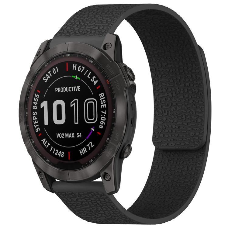 Cinturino per orologio magnetico in silicone con texture litchi xDfind, For Garmin Fenix 8/7X/6X/5X 26mm, For Garmin Fenix 8/7/6/5 22mm