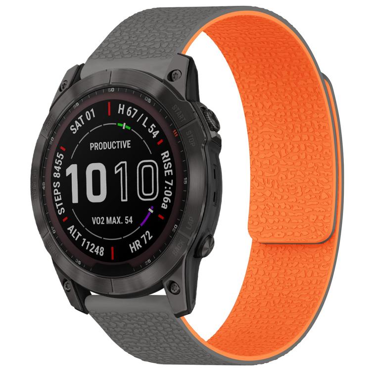 Cinturino per orologio magnetico in silicone con texture litchi xDfind, For Garmin Fenix 8/7X/6X/5X 26mm, For Garmin Fenix 8/7/6/5 22mm