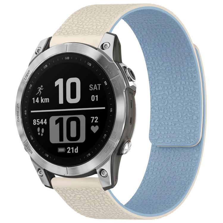 Cinturino per orologio magnetico in silicone con texture litchi xDfind, For Garmin Fenix 8/7X/6X/5X 26mm, For Garmin Fenix 8/7/6/5 22mm