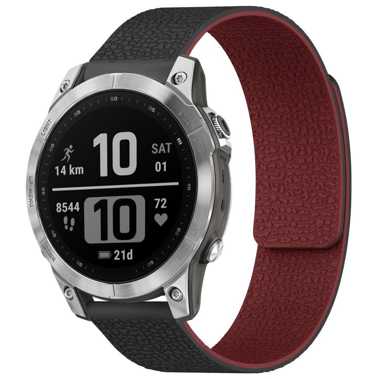Cinturino per orologio magnetico in silicone con texture litchi xDfind, For Garmin Fenix 8/7X/6X/5X 26mm, For Garmin Fenix 8/7/6/5 22mm