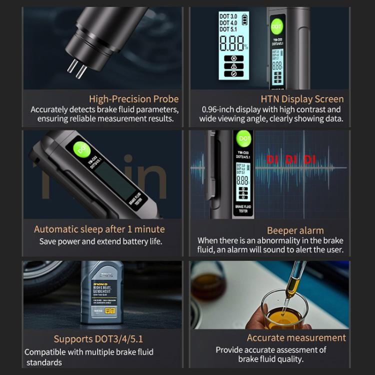 Tester digitale per liquido freni auto YM-C03, misuratore di contenuto d'acqua del liquido freni., YM-C03