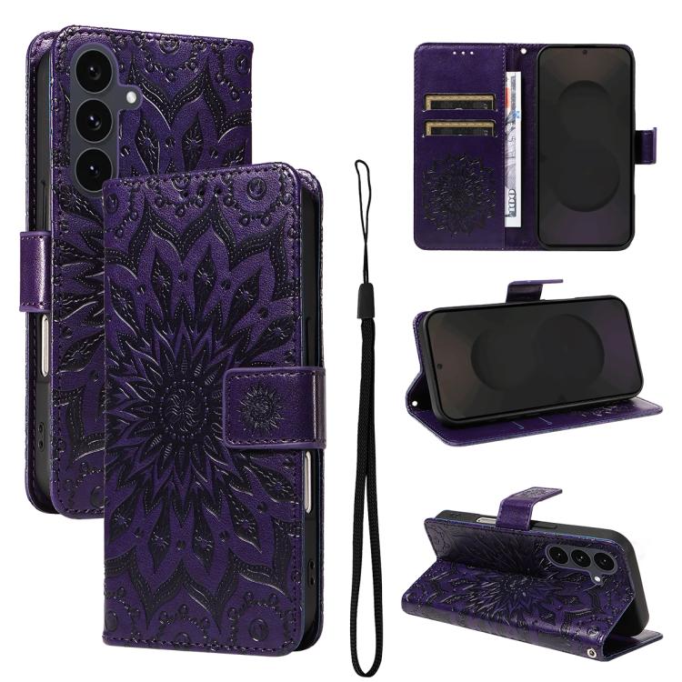 Custodia per telefono in pelle con motivo a girasole in rilievo., For Galaxy S26 Ultra 5G, For Galaxy S26 5G, For Galaxy S25 FE 5G