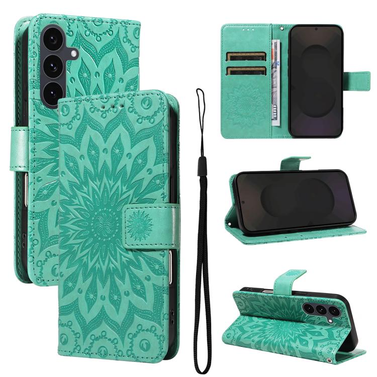 Custodia per telefono in pelle con motivo a girasole in rilievo., For Galaxy S26 Ultra 5G, For Galaxy S26 5G, For Galaxy S25 FE 5G