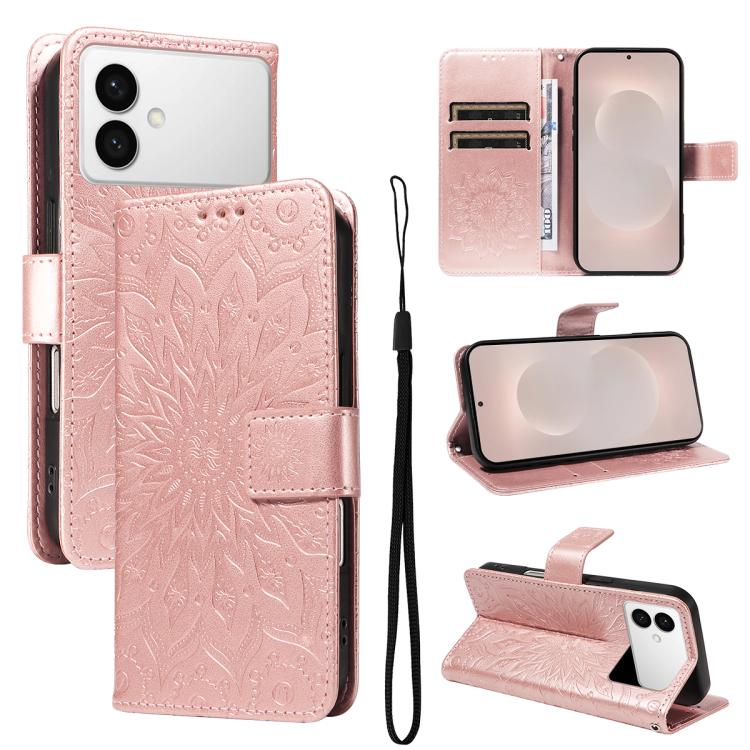 Custodia per telefono in pelle con motivo a girasole in rilievo., For Galaxy S26 FE 5G, For Galaxy S26+ 5G, For Galaxy S26 Edge 5G