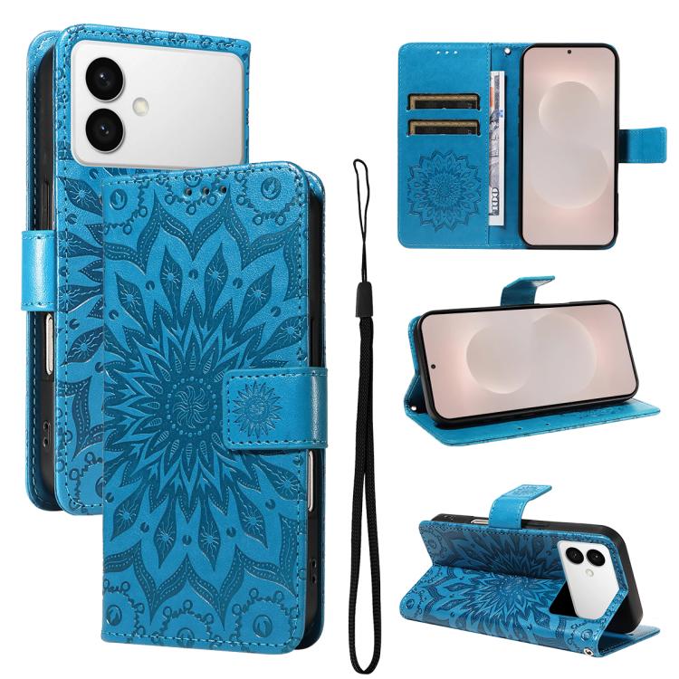 Custodia per telefono in pelle con motivo a girasole in rilievo., For Galaxy S26 FE 5G, For Galaxy S26+ 5G, For Galaxy S26 Edge 5G