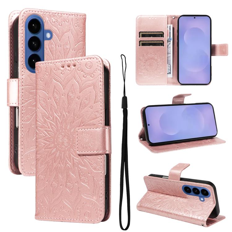 Custodia per telefono in pelle con motivo a girasole in rilievo., For Galaxy S26 Ultra 5G, For Galaxy S26 5G, For Galaxy S25 FE 5G