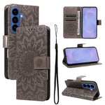Custodia per telefono in pelle con motivo a girasole in rilievo., For Galaxy S26 Ultra 5G, For Galaxy S26 5G, For Galaxy S25 FE 5G