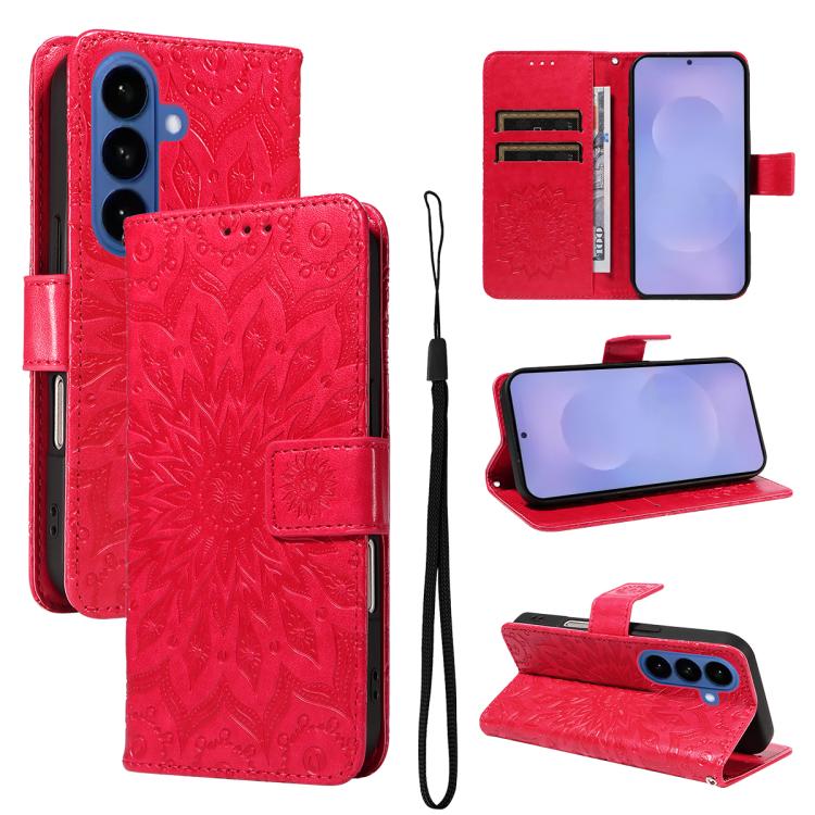 Custodia per telefono in pelle con motivo a girasole in rilievo., For Galaxy S26 Ultra 5G, For Galaxy S26 5G, For Galaxy S25 FE 5G