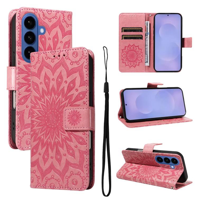 Custodia per telefono in pelle con motivo a girasole in rilievo., For Galaxy S26 Ultra 5G, For Galaxy S26 5G, For Galaxy S25 FE 5G