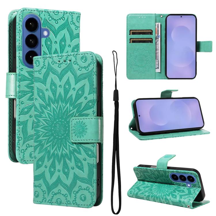 Custodia per telefono in pelle con motivo a girasole in rilievo., For Galaxy S26 Ultra 5G, For Galaxy S26 5G, For Galaxy S25 FE 5G