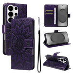 Custodia per telefono in pelle con motivo a girasole in rilievo., For Galaxy S26 Ultra 5G, For Galaxy S26 5G, For Galaxy S25 FE 5G