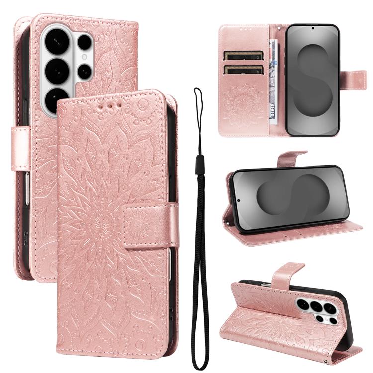 Custodia per telefono in pelle con motivo a girasole in rilievo., For Galaxy S26 Ultra 5G, For Galaxy S26 5G, For Galaxy S25 FE 5G
