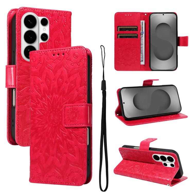 Custodia per telefono in pelle con motivo a girasole in rilievo., For Galaxy S26 Ultra 5G, For Galaxy S26 5G, For Galaxy S25 FE 5G