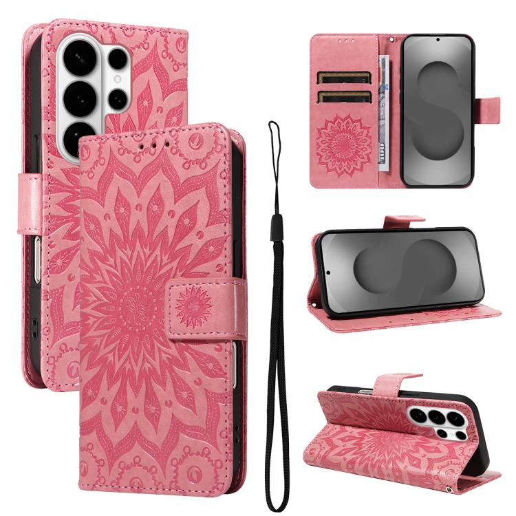 Custodia per telefono in pelle con motivo a girasole in rilievo., For Galaxy S26 Ultra 5G, For Galaxy S26 5G, For Galaxy S25 FE 5G