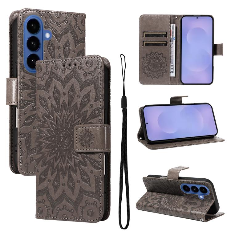 Custodia per telefono in pelle con motivo a girasole in rilievo., For Galaxy S26 FE 5G, For Galaxy S26+ 5G, For Galaxy S26 Edge 5G