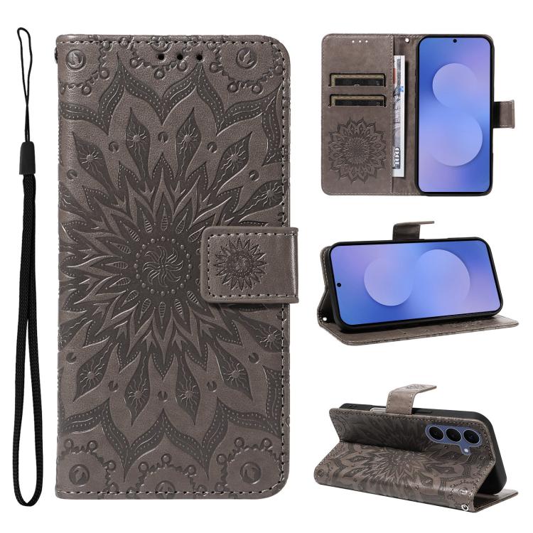 Custodia per telefono in pelle con motivo a girasole in rilievo., For Galaxy S26 FE 5G, For Galaxy S26+ 5G, For Galaxy S26 Edge 5G