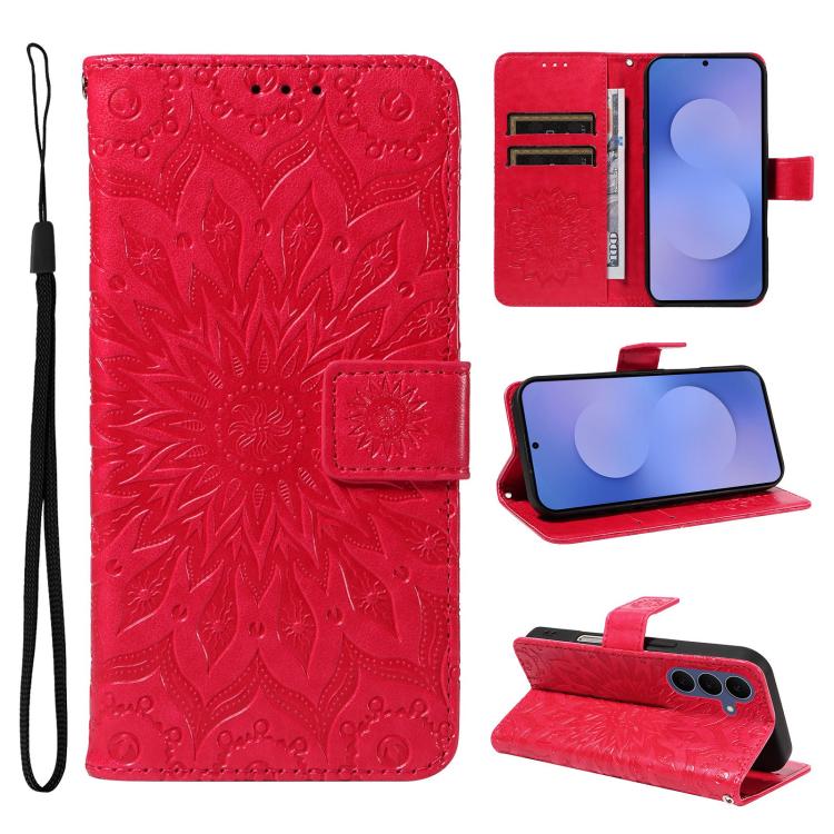 Custodia per telefono in pelle con motivo a girasole in rilievo., For Galaxy S26 FE 5G, For Galaxy S26+ 5G, For Galaxy S26 Edge 5G