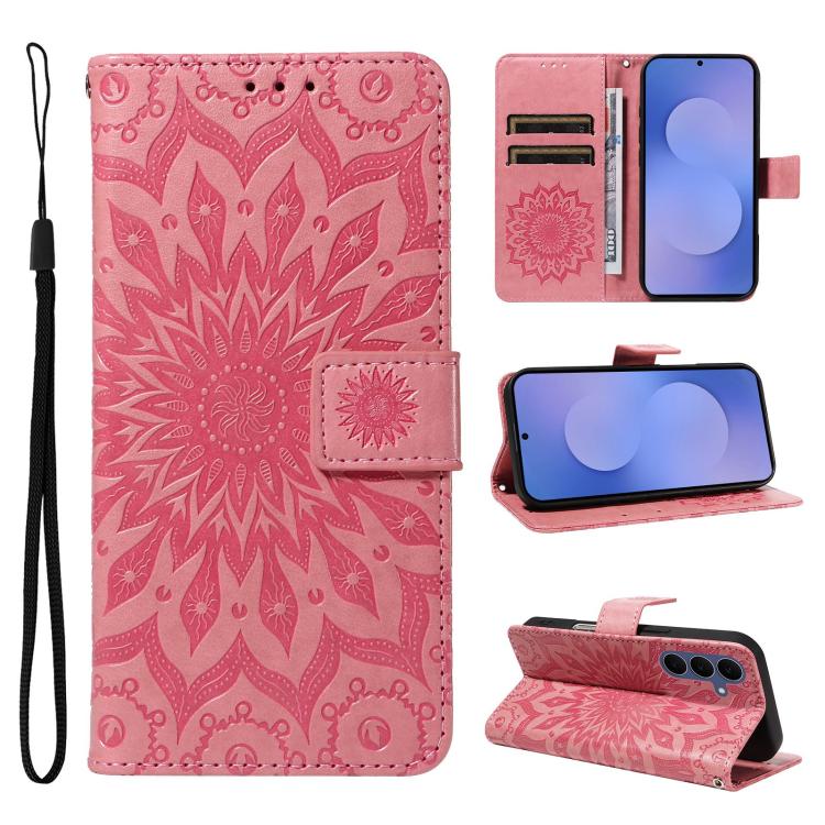 Custodia per telefono in pelle con motivo a girasole in rilievo., For Galaxy S26 FE 5G, For Galaxy S26+ 5G, For Galaxy S26 Edge 5G