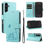 Adorabile custodia per telefono in pelle con motivo a rilievo di gatti., For Galaxy S26 5G, For Galaxy S25 FE 5G