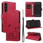 Adorabile custodia per telefono in pelle con motivo a rilievo di gatti., For Galaxy S26 5G, For Galaxy S25 FE 5G