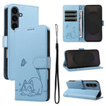 Adorabile custodia per telefono in pelle con motivo a rilievo di gatti., For Galaxy S26 5G, For Galaxy S25 FE 5G