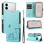 Adorabile custodia per telefono in pelle con motivo a rilievo di gatti., For Galaxy S26 FE 5G, For Galaxy S26+ 5G, For Galaxy S26 Edge 5G, For Galaxy S26 Ultra 5G