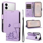 Adorabile custodia per telefono in pelle con motivo a rilievo di gatti., For Galaxy S26 FE 5G, For Galaxy S26+ 5G, For Galaxy S26 Edge 5G, For Galaxy S26 Ultra 5G