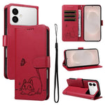 Adorabile custodia per telefono in pelle con motivo a rilievo di gatti., For Galaxy S26 FE 5G, For Galaxy S26+ 5G, For Galaxy S26 Edge 5G, For Galaxy S26 Ultra 5G