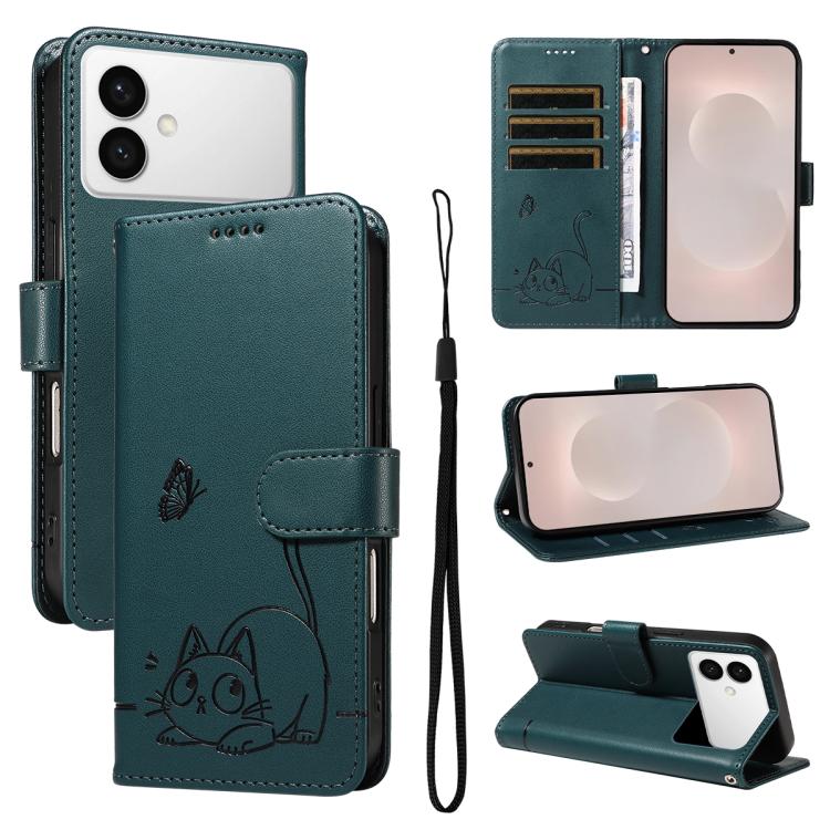 Adorabile custodia per telefono in pelle con motivo a rilievo di gatti., For Galaxy S26 FE 5G, For Galaxy S26+ 5G, For Galaxy S26 Edge 5G, For Galaxy S26 Ultra 5G