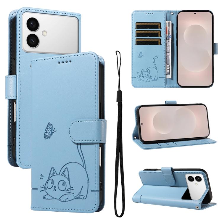 Adorabile custodia per telefono in pelle con motivo a rilievo di gatti., For Galaxy S26 FE 5G, For Galaxy S26+ 5G, For Galaxy S26 Edge 5G, For Galaxy S26 Ultra 5G