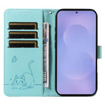 Adorabile custodia per telefono in pelle con motivo a rilievo di gatti., For Galaxy S26 5G, For Galaxy S25 FE 5G
