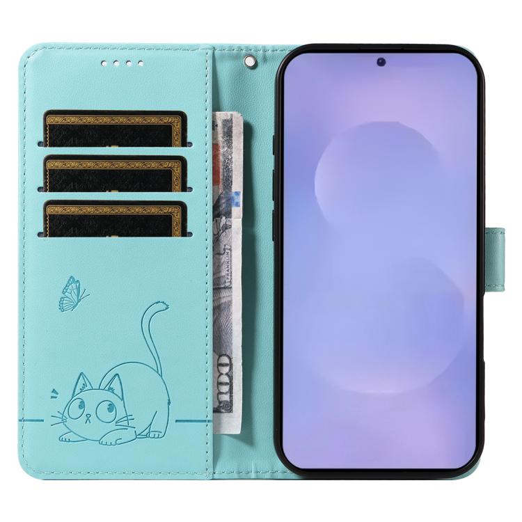 Adorabile custodia per telefono in pelle con motivo a rilievo di gatti., For Galaxy S26 5G, For Galaxy S25 FE 5G