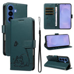 Adorabile custodia per telefono in pelle con motivo a rilievo di gatti., For Galaxy S26 5G, For Galaxy S25 FE 5G